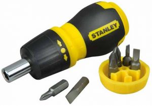 Отвертка укороченная "Stanley® Multibit Ratchet Stubby" с храповым механизмом в комплекте с 6-тью вставками STANLEY 0-66-358 ― STANLEY SHOP